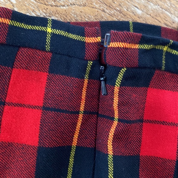 100% WOOL PLAID PLEATED VINTAGE MIDI SKIRT - Picture 7 of 7